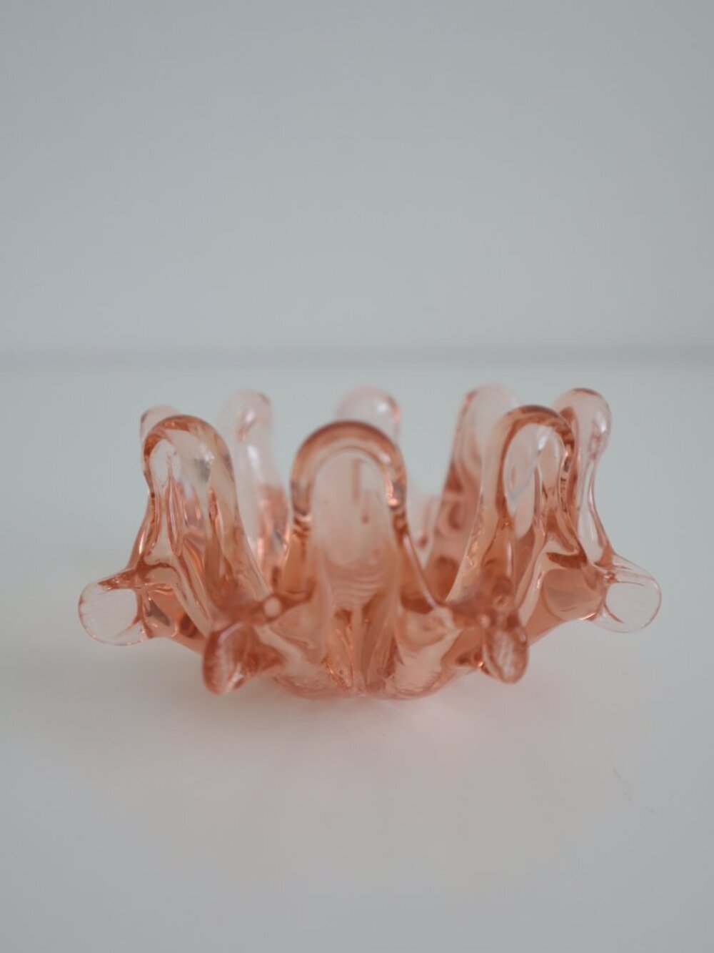 Vintage Hand Blown Peach Art Glass Bowl